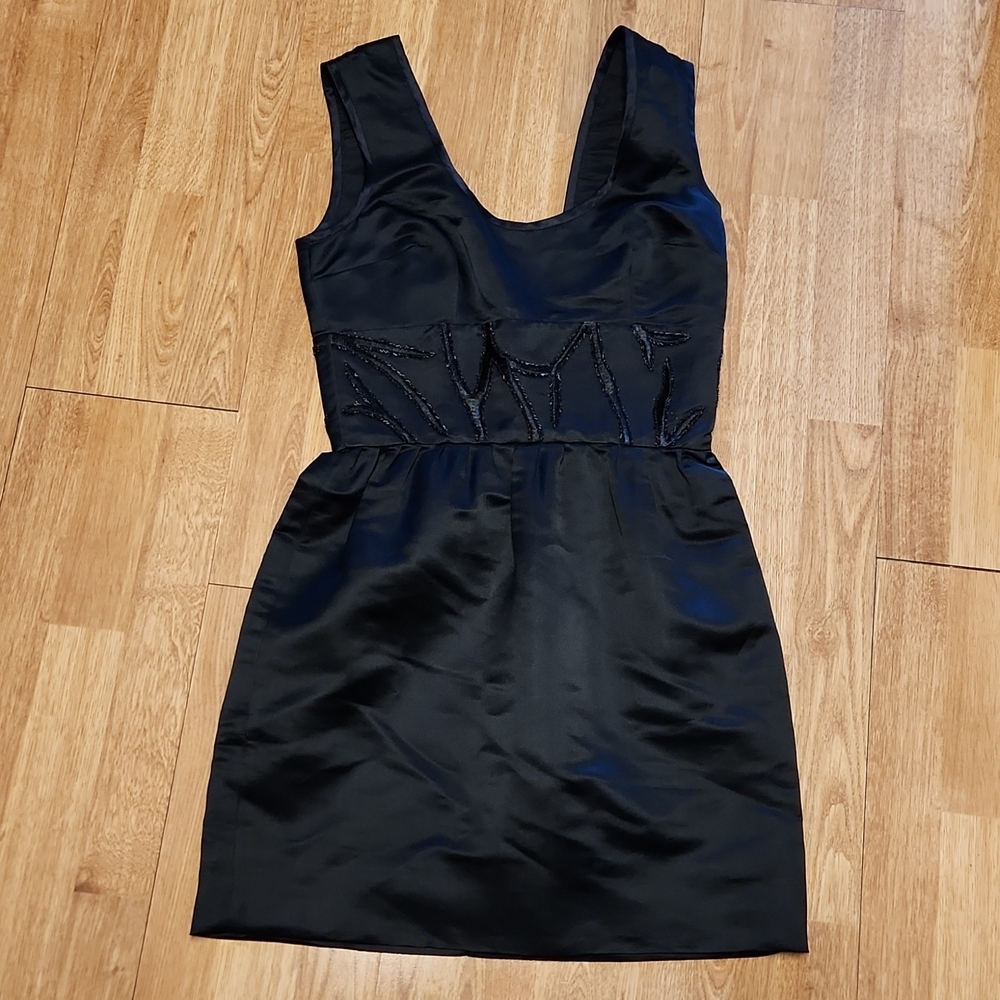Castle Starr black beaded silk dress sz 4